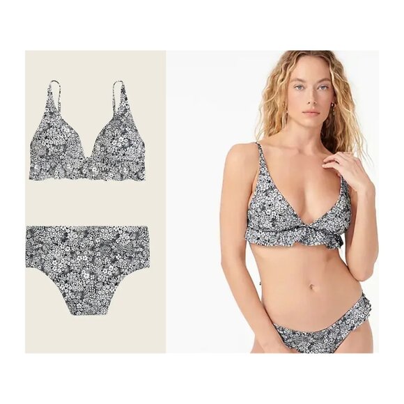 NEW J Crew 2-Piece Ruffle Top French Bikini in Valley Floral Print - Picture 1 of 6
